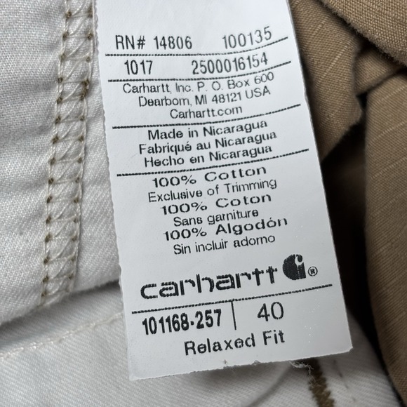 Carhartt Force Relaxed Fit Cargo Shorts Mens 40 Twill Rip Stop Pockets Khaki EUC - Picture 6 of 7